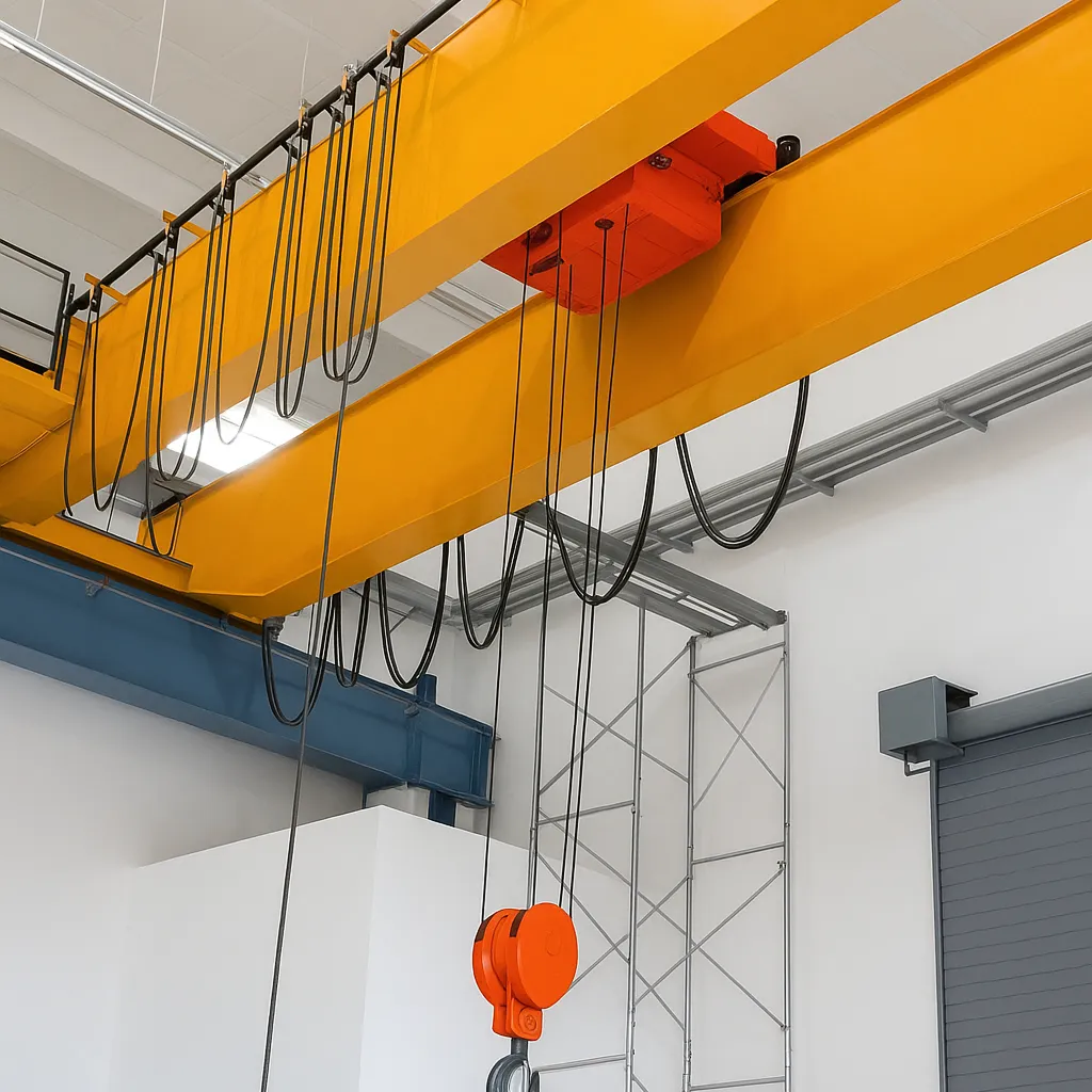 Double girder EOT crane installed in a factory by CraneWorks